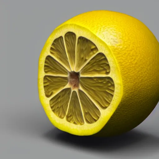 Image similar to a render of a low polygon lemon, unreal engine