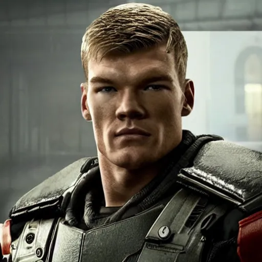 Prompt: alan ritchson playing bj blazkowicz in the live - action wolfenstein film