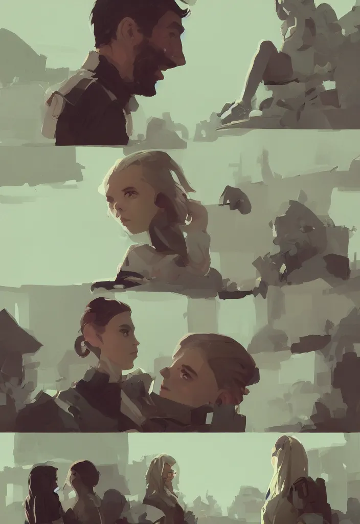 Image similar to joe biden and anya taylor - joy, epic conversation, by atey ghailan, by greg rutkowski, by greg tocchini, by james gilleard, by joe gb fenton, dynamic lighting, gradient light green, brown, blonde cream, salad and white colors in scheme, grunge aesthetic