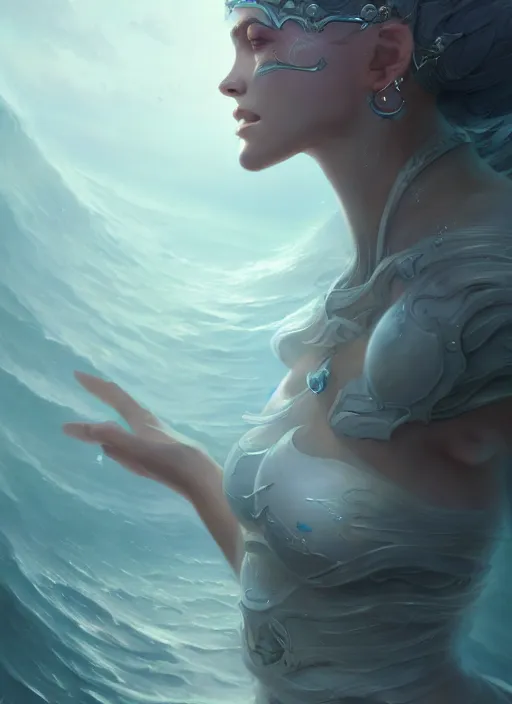 Prompt: sea queen, mysterious, lunar, gentle, highly detailed, digital painting, artstation, concept art, smooth, clear focus, illustration, unreal engine 5, 8 k, works by ross tran, greg rutkowski and edgar maxence