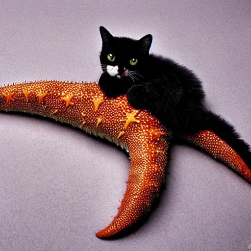 Prompt: a starfish - cat - hybrid, animal photography