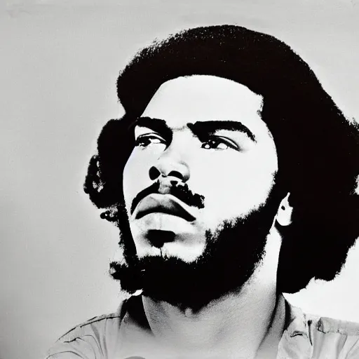 Image similar to Portrait of Jaylen Brown, Jaylen Brown as Che Guevara, Guerilla Heroico, Black and White, Photograph by Alberto Korda, inspiring, dignifying, national archives
