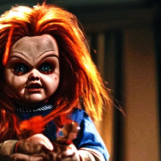 Image similar to stunning awe inspiring chucky the killer doll movie still 8 k hdr atmospheric lighting