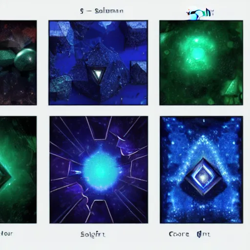 Image similar to chaotic cinematic space rift, dark, golem - emerald golem - sapphire golem - diamond, bright, night