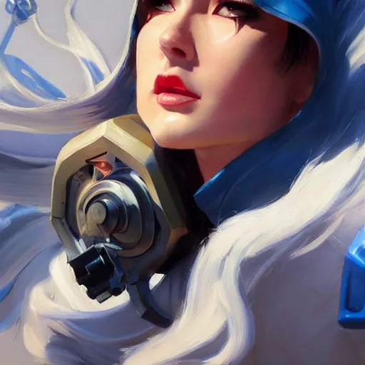 Image similar to greg manchess portrait painting of alice zuberg as overwatch character, medium shot, asymmetrical, profile picture, organic painting, sunny day, matte painting, bold shapes, hard edges, street art, trending on artstation, by huang guangjian and gil elvgren and sachin teng