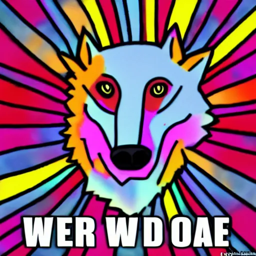 Image similar to retarded wolf, funny, colorful