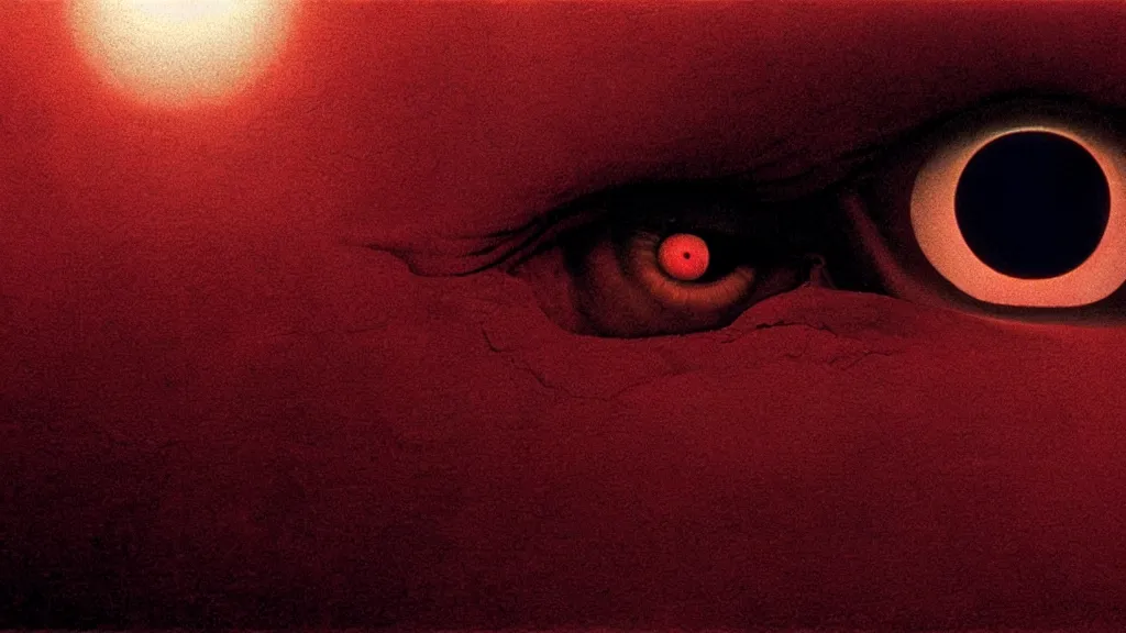 Image similar to illegal eye, film still from the movie directed by denis villeneuve and david cronenberg with art direction by salvador dali and zdzisław beksinski