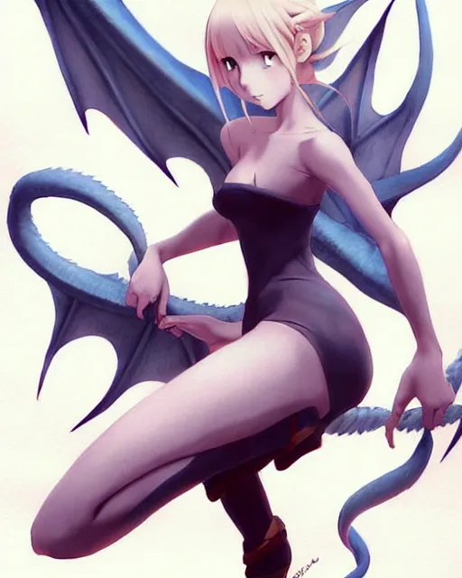 Prompt: a dragon tattoed in the back of a Blonde anime girl by artgerm, by makoto shinkai, by leiji Matsumoto, by Julie Bell, ultradetailed, charachter design, concept art, trending on artstation, smooth,