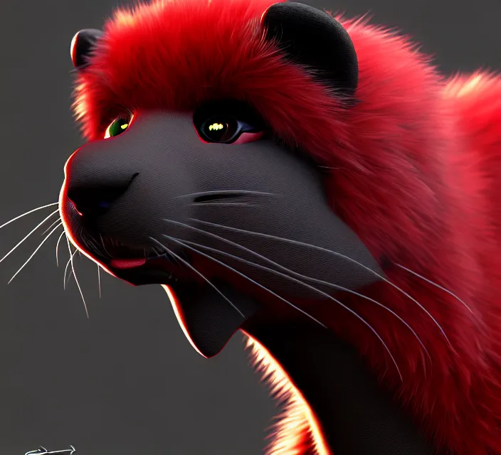 Image similar to furry - male - red - black - weasel - geistcaller - fursona uhd ue 5 visual novel pc game expressions, photorealistic