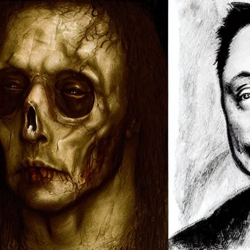 Prompt: zombie elon musk by leonardo da vinci