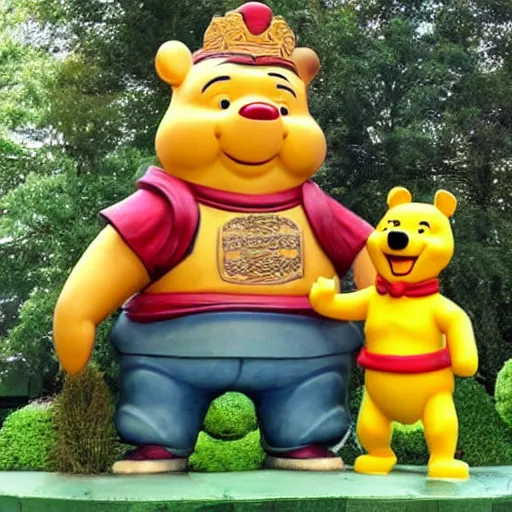 Prompt: statue of guan yu as winnie the pooh