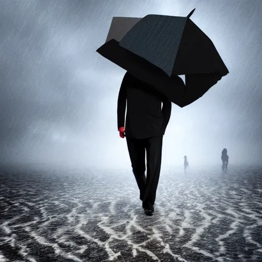 Image similar to A man trying to walk forward during a storm made of money, digital art