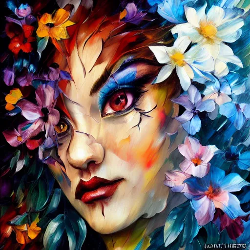 Image similar to flower clown by arthur adams, charlie bowater, leonid afremov, chiho ashima, karol bak, david bates, tom chambers