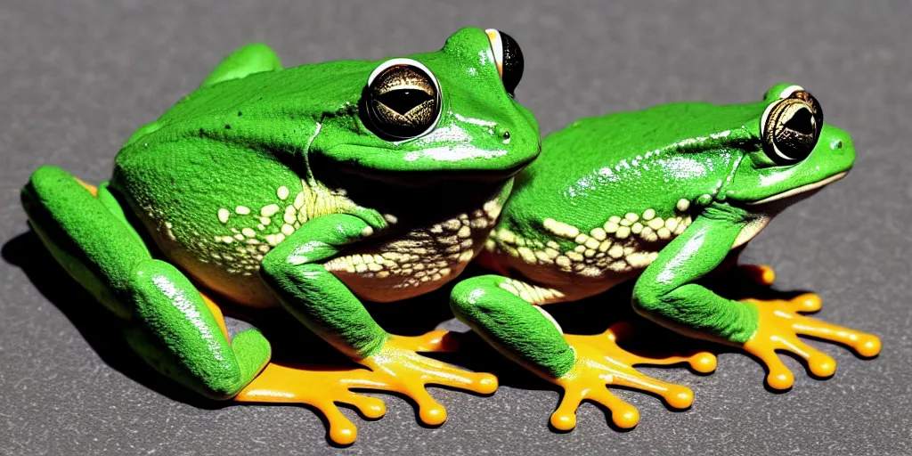 Prompt: French scientists failing to create a frog, creating a distorted creature Godotr