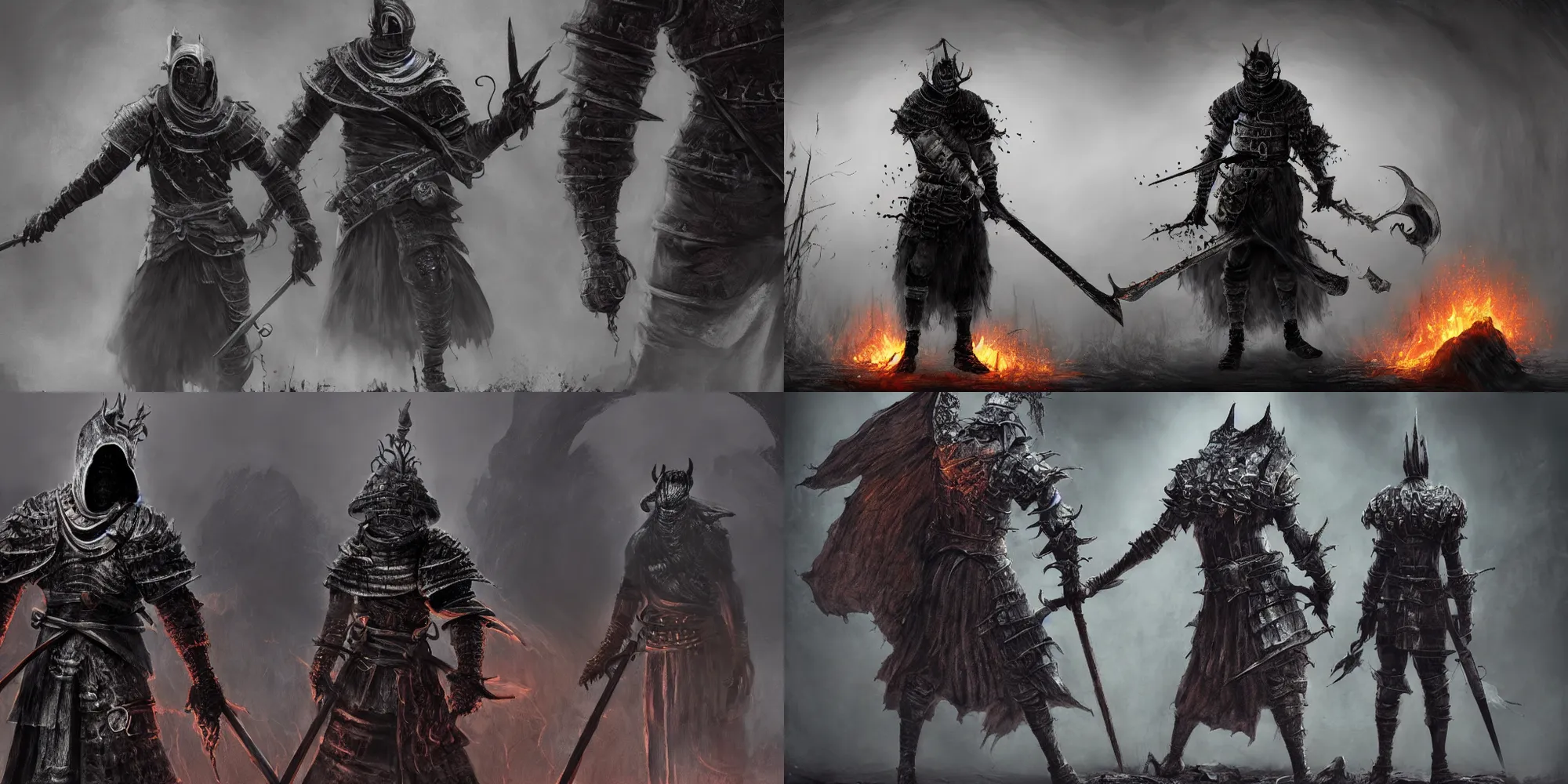 Prompt: Tyler The Creator as a Dark Souls 3 boss standing with a intimidating pose, concept art, highly-detailed, 4k, intense, atmospheric, cinematic, fog surrounding the background