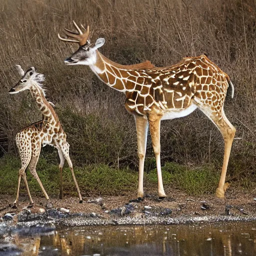 Image similar to photo of a deer shouting aggressively at a giraffe, giraffe doesn't care, award-winning photograph, national geographic, 8k