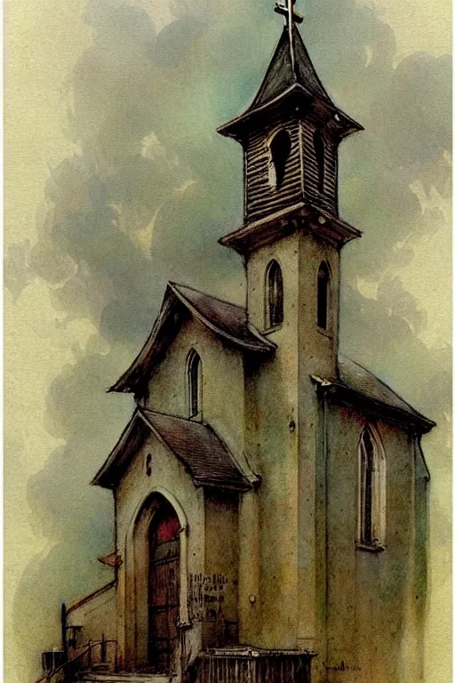 Image similar to (((((1950s church . muted colors.))))) by Jean-Baptiste Monge !!!!!!!!!!!!!!!!!!!!!!!!!!!