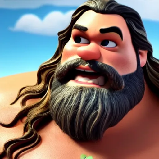 Prompt: Jason momoa As seen in Pixar animated movie up 4K quality super realistic