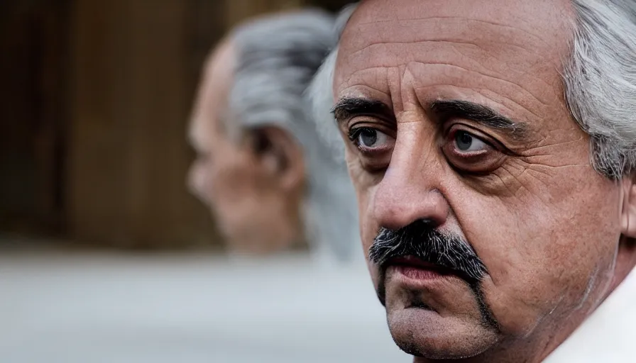 Image similar to hyper-realistic and anamorphic 2010s movie still of Giovanni Falcone, by Paolo Sorrentino, Leica SL2 30mm, beautiful color, high quality, high textured, eyes reflection, detailed eyes