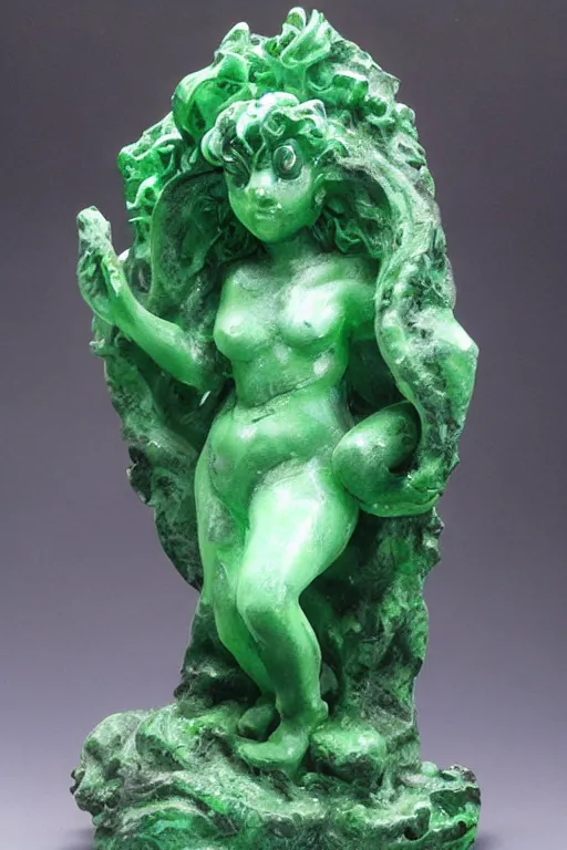 Image similar to emerald and black marble statue of the eldritch fungus god thing