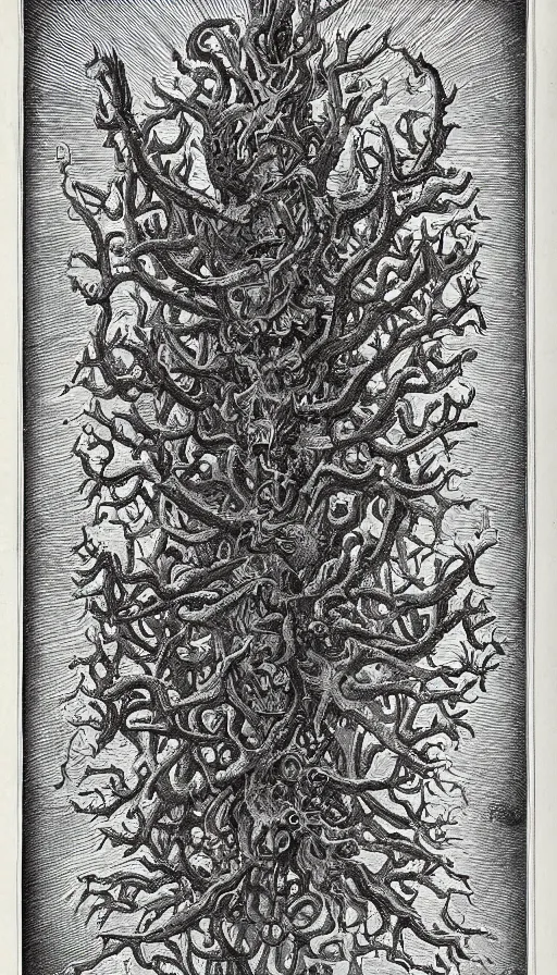 Image similar to a storm vortex made of many demonic eyes and teeth, by ernst haeckel