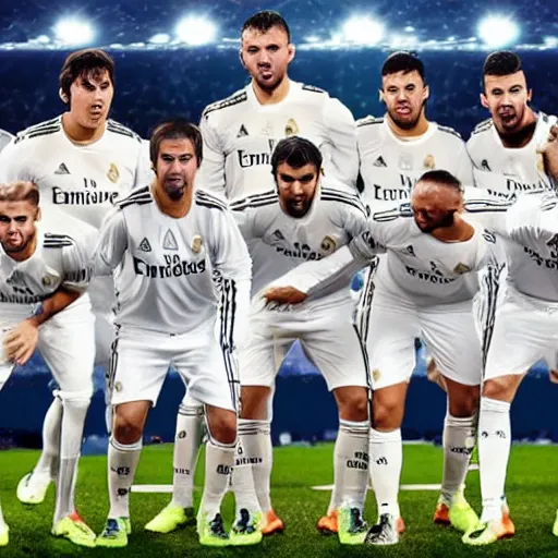 Image similar to real madrid fc team lifting a fax telephone