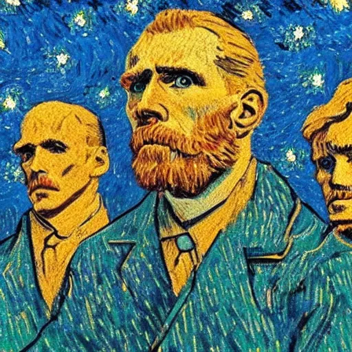 Prompt: mount rushmore, styled like van gogh starry night