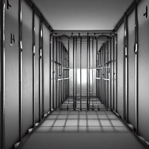 Prompt: a jail cell with restraints on the walls, futuristic, horror, disturbing, creepy