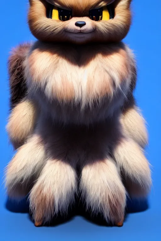 Image similar to high quality 3 d render hyperrealist very cute multicolor stripped fluffy! tarantula cat hybrid highly detailed, vray smooth, in the style of detective pikachu, hannah yata charlie immer, dramatic blue light, low angle, uhd 8 k, sharp focus