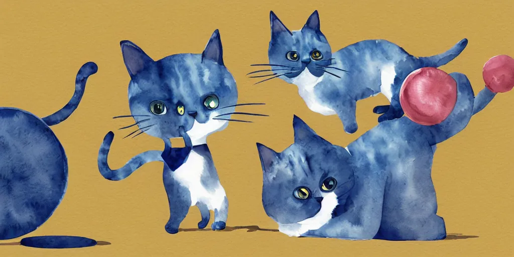 Image similar to watercolor illustration style, cute cats training in gym