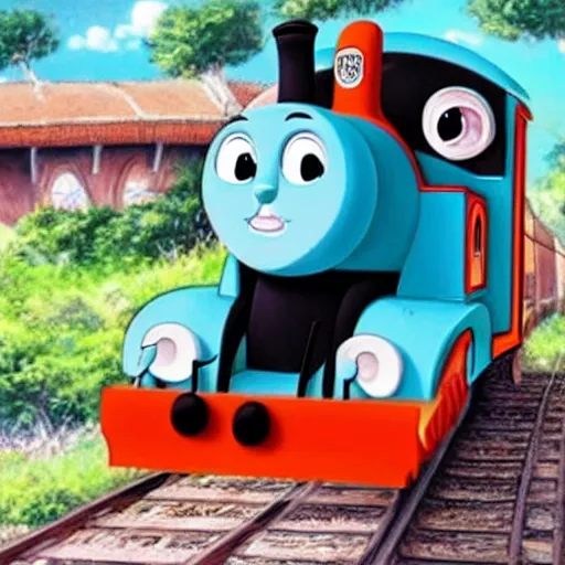 Prompt: “Thomas the train, as a cat, anime style”