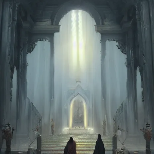 Prompt: gates of heaven, by greg rutkowski, sung choi, photo realistic, 8 k, cinematic lighting, hd, atmospheric, hyperdetailed, trending on artstation, devainart, digital painting, glow effect