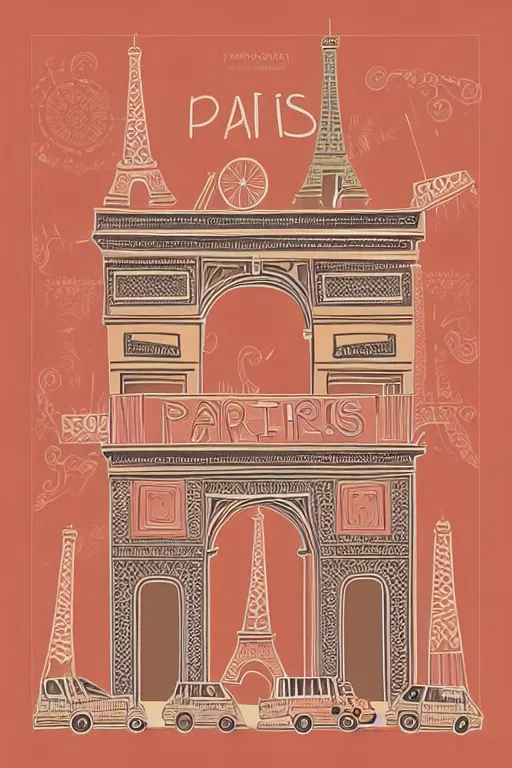 Image similar to minimalist boho style art of paris, illustration, vector art