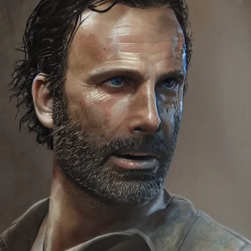 Prompt: rick grimes in resident evil, artstation hall of fame gallery, editors choice, #1 digital painting of all time, most beautiful image ever created, emotionally evocative, greatest art ever made, lifetime achievement magnum opus masterpiece, the most amazing breathtaking image with the deepest message ever painted, a thing of beauty beyond imagination or words