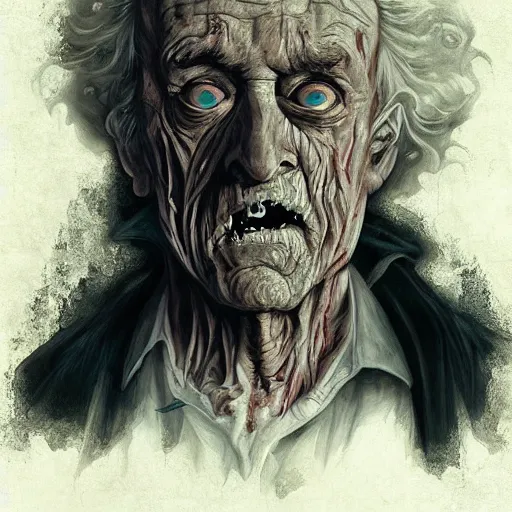 Image similar to horror movie poster art, Old man who is also an ice zombie by Francisco Goya, dirk dziminrsky and Marco Mazzoni