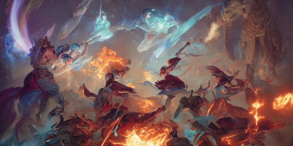 Image similar to Battle of the mages by Adrian Smith and Delphin Enjolras and Daniel F. Gerhartz