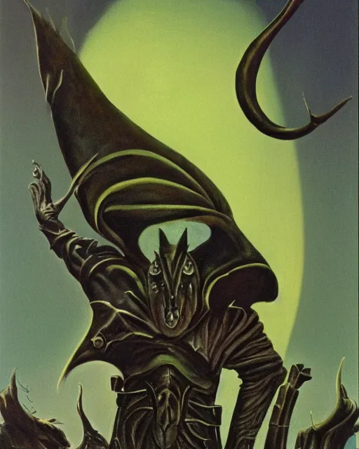 Image similar to male, dark jester by roger dean!!, by hr giger, hd, 8 k, highly detailed, sharpness