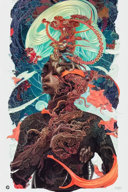 Image similar to Tristan Eaton, victo ngai, peter mohrbacher, artgerm, tentacles from the pit