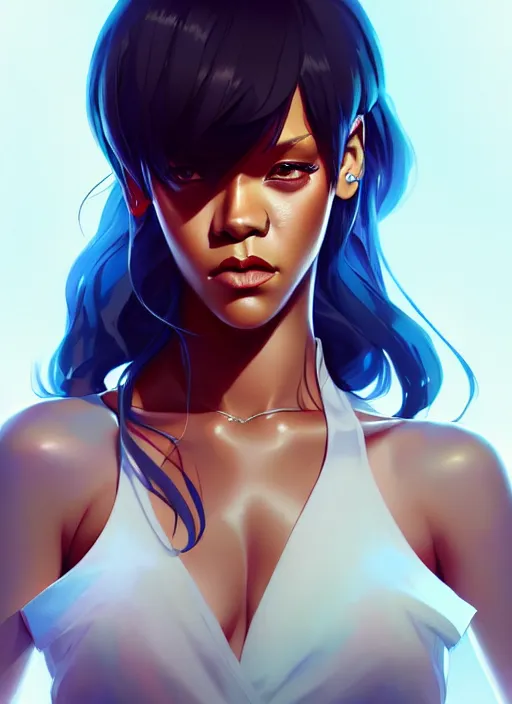 Image similar to rihanna, portrait shinkai makoto studio ghibli studio key hideaki anno sakimichan stanley artgerm lau rossdraws james jean marc simonetti elegant highly detailed digital painting artstation pixiv