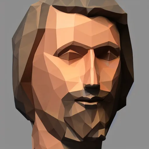 Prompt: low poly 3D model of Jesus Christ created in Blender, 8k, bright colors, neat composition, cute