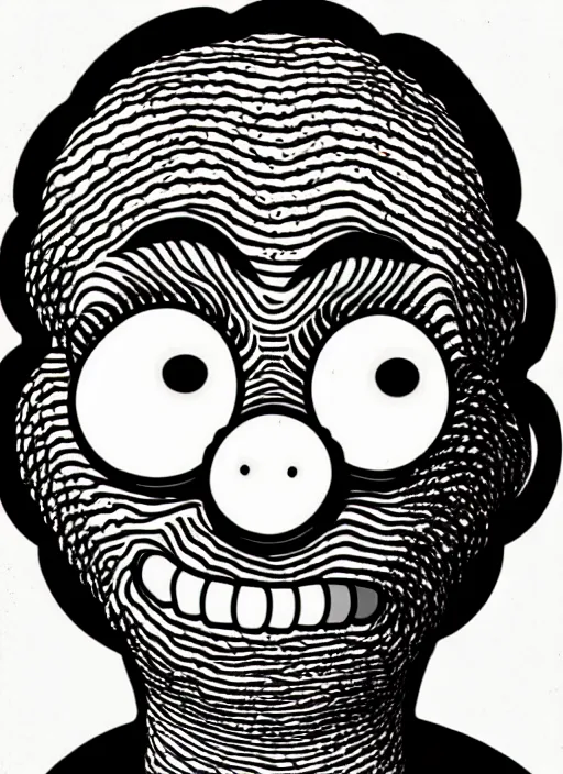 Image similar to junji ito style homer simpson, intricate, highly detailed, illustration, art by junji ito, junji ito