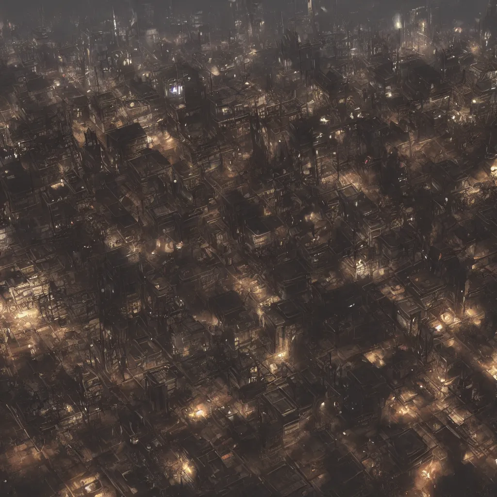 Prompt: realistic dystopian cityscape, night sky, videogame map as designed by valve software, source engine render, 4 k resolution, dark atmosphere, left 4 dead 2 style, award winning render