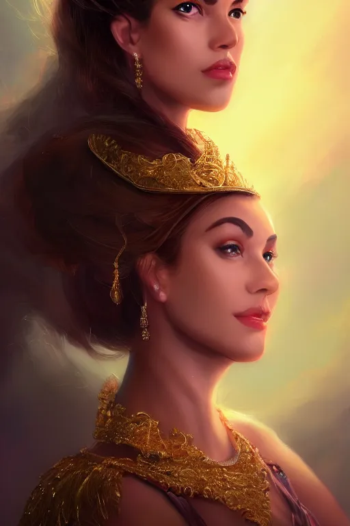 Image similar to the portrait of a majestic princess by petros afshari, 4 k, trending on artstation