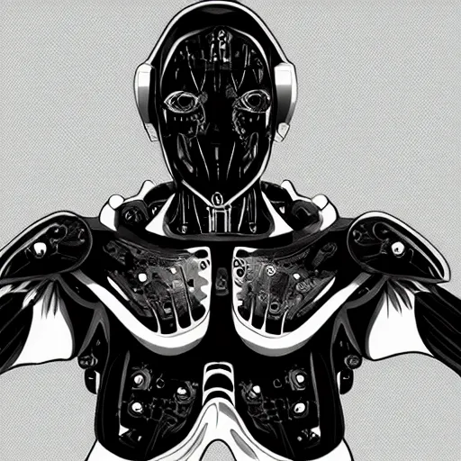 Prompt: black male cyborg profile body modifications hd anime art by one