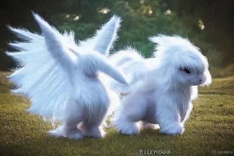 Image similar to real life absol pokemon, cute!!!, heroic!!!, adorable!!!, playful!!!, fluffly!!!, happy!!!, cheeky!!!, mischievous!!!, ultra realistic!!!, autumn, clear weather, ( golden hour ), sharp focus