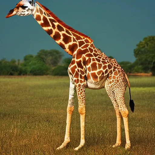 Image similar to giraffe sloth hybrid, bold natural colors, national geographic photography, masterpiece, full shot