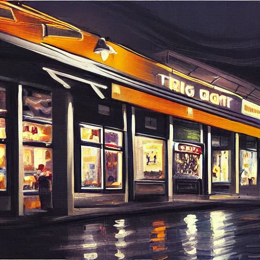 Prompt: “a big store at night realistic panting”