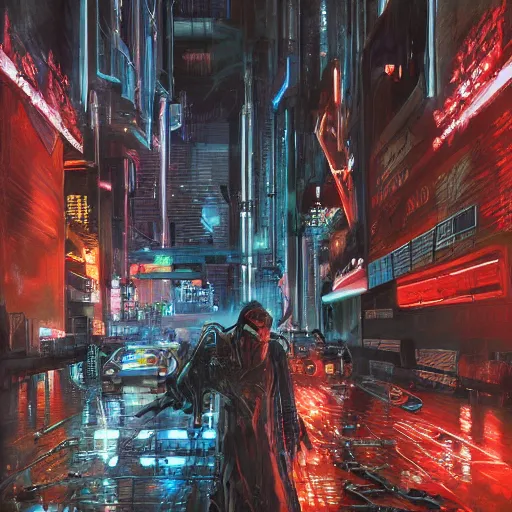 Image similar to cyberpunk dystopia, extremely detailed painting