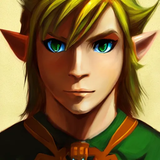 Image similar to portrait from link from the legend of zelda, trending on artstation