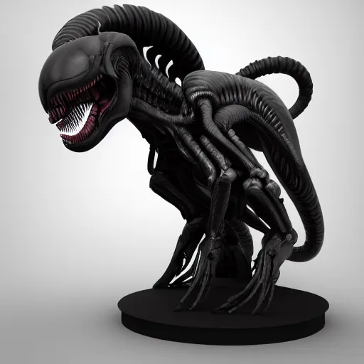 Prompt: centered photorealistic xenomorph Cat statue inspired by Giger, octane render, unreal engine 4k, volumetric light, fog, wide shot, detailed